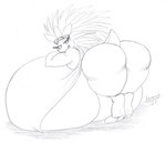 anthro big_breasts big_butt breasts butt claws clothed clothing female fully_clothed huge_breasts huge_butt hyper hyper_breasts looking_at_viewer looking_back looking_back_at_viewer solo thick_thighs adamios nintendo pokemon sandpancake generation_1_pokemon pokemon_(species) sandslash 2021 monochrome sketch