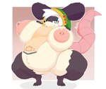 anthro belly big_belly big_butt biped breasts butt clothed clothing female freckles huge_belly hyper hyper_belly looking_at_viewer no_underwear pregnant pregnant_anthro pregnant_female solo thick_thighs wide_hips alyaska2201 atlyss sally_(atlyss) american_opossum chang_(atlyss) mammal marsupial 2024 hi_res