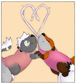 anthro bodily_fluids cock_transformation cum duo ejaculation genital_fluids genitals male male/male partial_transformation penis transformation katsergay canid canine fox mammal hi_res