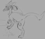 anthro anus backsack balls bodily_fluids claws fangs genital_fluids genitals male penis precum solo teeth tongue tongue_out conditional_dnp wolftacos nintendo pokemon generation_4_pokemon lucario mammal pokemon_(species) greyscale hi_res monochrome