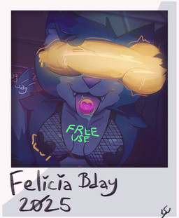 animal_genitalia animal_penis anthro birthday blue_body blue_fur bodily_fluids body_writing boots clothing drooling drugs duo ecstasy fangs female female/female footwear fur genital_fluids genitals glowing glowing_genitalia glowing_penis gynomorph intersex kneeling knot motion_lines offscreen_character penis penis_on_face photo polaroid_photo precum rave saliva shoes smile tail tail_motion tailwag teeth topwear vein lewd_supernova canid canine fox mammal hi_res