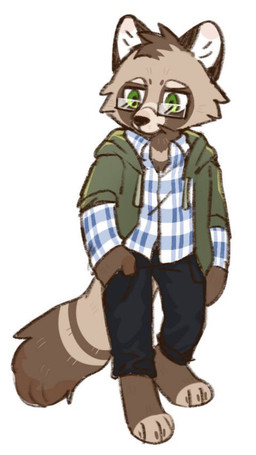 anthro black_ears black_nose blue_bottomwear blue_clothing blue_pants blue_topwear bottomwear cheek_tuft clothing denim denim_bottomwear denim_clothing eyewear facial_tuft front_view fur glasses green_clothing green_jacket green_topwear grey_body grey_fur grey_tail hand_in_pocket head_tuft jacket jeans looking_aside male mouth_closed narrowed_eyes pants pockets rectangular_glasses simple_background solo standing tail topwear tuft unsigned whiskers white_background white_inner_ear asnnonaka canid canine mammal raccoon_dog tanuki digital_media_(artwork) full-length_portrait portrait