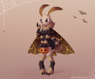 2_claws 4_arms 5_fingers alternative_fashion antennae_(anatomy) antennae_piercing anthro arthropod_abdomen biped black_body black_clothing black_dress black_fur black_sclera black_skin blush breasts brown_body brown_fur choker claws clothed clothing colored_nails cuffs_(clothing) digitigrade dress fangs feet female fingers fishnet_clothing fishnet_legwear fur furgonomic_piercing furgonomics goth holidays insect_wings jewelry kintsugi_(art) legwear lepidopteran_wings multi_arm multi_limb multicolored_body nails neck_tuft necklace open_mouth piercing pink_background simple_background solo standing striped_body striped_fur stripes teeth toes tuft white_eyes white_nails wing_piercing wings vivithemoth halloween floof_(binaryfloof) ambient_arachnid ambient_arthropod ambient_bat ambient_spider arthropod insect lepidopteran moth 6:5 hi_res