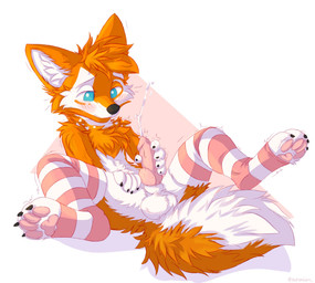 abstract_background animal_genitalia animal_penis anthro balls blush canine_genitalia canine_penis ears_back ejaculation fur genitals knot lying male masturbation orange_body orange_fur orgasm paws penis pivoted_ears shaking_orgasm solo acronium youtya canid canine fox mammal hi_res