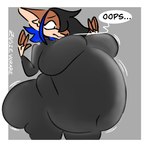 accidental_digestion after_vore ambiguous_gender ambiguous_prey anthro anthro_pred breasts canid canine canis clothing digital_media_(artwork) female female_pred hi_res latex latex_clothing mammal navel same_size_vore vore wolf zusie_vorare