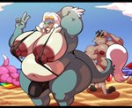 anthro anthrofied arm_tuft beach big_moobs big_nipples bulge butt clothing elbow_tuft eyewear group looking_at_viewer male moobs muscular muscular_anthro muscular_male nipples overweight overweight_anthro overweight_male pink_body seaside sky solo_focus sunglasses swimwear thick_thighs tuft bobthetanuki nintendo pokemon drampa galarian_form galarian_meowth generation_1_pokemon generation_7_pokemon generation_8_pokemon pokemon_(species) regional_form_(pokemon) slowpoke