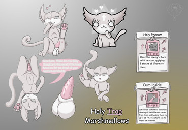 animal_genitalia animal_penis anthro balls bodily_fluids butt cross empty_eyes erection feet feline_genitalia feline_penis feral fur gameplay_mechanics genital_fluids genitals heart_symbol looking_at_viewer male nude pawpads penile_spines penis pink_pawpads precum precum_on_face simple_background solo spiked_penis spikes spikes_(anatomy) tail text toes tongue white_body white_eyes white_fur kaonari mewgenics marshmallow_(mewgenics) domestic_cat felid feline felis mammal digital_media_(artwork) english_text