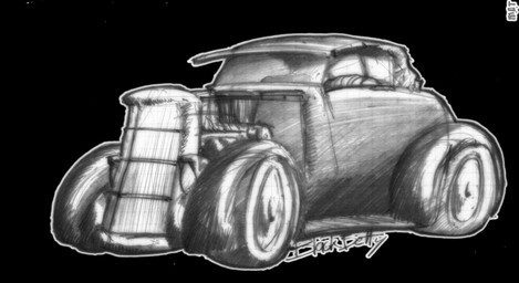 black_background car motor_vehicle not_furry simple_background vehicle vintage_car zero_pictured mot black-betty graphite_(artwork) greyscale monochrome sketch traditional_media_(artwork)