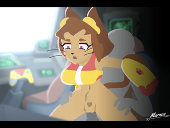 anthro bikini bikini_top bodily_fluids cat_tail clothing cum cum_in_vagina cum_inside cybernetic_arm cybernetic_limb female genital_fluids inside marnos penetration penile penile_penetration pupils sex slit_pupils spacecraft swimwear two-piece_swimsuit vehicle whiskers gameoverse glitch_productions kit_bodega felid feline mammal 4:3 animated long_playtime sound video