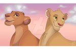 blue_eyes cloud deviantart_logo duo fangs female feral green_eyes looking_aside open_mouth open_smile sky smile teeth tongue specky-arts disney the_lion_guard the_lion_king tiifu_(the_lion_guard) zuri_(the_lion_guard) felid lion mammal pantherine letterbox watermark