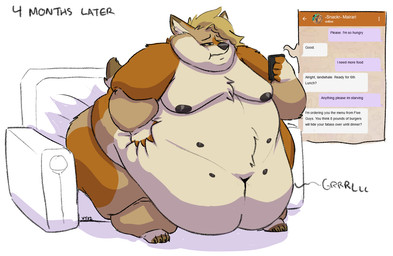 anthro belly belly_expansion black_nipples cellphone chat_box chatting collar dipstick_tail electronics expansion male markings morbidly_obese morbidly_obese_anthro morbidly_obese_male multi_nipple multicolored_body navel nipples obese obese_anthro obese_male onomatopoeia overweight overweight_anthro overweight_male phone simple_background sitting smartphone solo sound_effects tail tail_markings text weight_gain yellow_sclera vanillayote rain_(vanillayote) canid canine canis coyote mammal 2021 colored digital_drawing_(artwork) digital_media_(artwork) english_text shaded nonbinary_(lore)