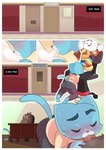 age_difference anthro fellatio genitals male male/male older_male oral penile penis sex young young_anthro threek cartoon_network the_amazing_world_of_gumball gumball_watterson mr._small principal_brown domestic_cat felid feline felis mammal comic hi_res