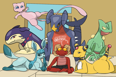 ambiguous_gender anthro female feral furniture group hovering living_room looking_down male oblivious on_sofa seductive sitting sitting_on_sofa sofa waving_hand vanny_1208 mythology nintendo piper_perri_surrounded pokemon scrunty ampharos dragon eeveelution garchomp generation_1_pokemon generation_2_pokemon generation_3_pokemon generation_4_pokemon generation_8_pokemon glaceon hisuian_form hisuian_typhlosion kobold legendary_pokemon mew_(pokemon) mythological_creature mythological_scalie pokemon_(species) regional_form_(pokemon) scalie sceptile 3:2 meme