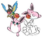 ambiguous_gender apple duo feral flying food fruit plant simple_background sleeping white_background aaarkgkaaa nintendo pokemon pokemon_mystery_dungeon spike_chunsoft chatot_(eotds) guildmaster_wigglytuff chatot generation_1_pokemon generation_4_pokemon pokemon_(species) wigglytuff cel_shading hi_res shaded