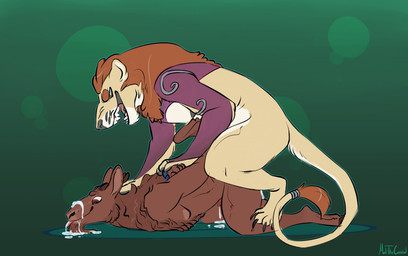 accessory anal anal_penetration anthro anthro_on_anthro anthro_penetrated anthro_penetrating anthro_penetrating_anthro ass_up bodily_fluids bottomless bottomless_anthro bottomless_male brown_body brown_fur brown_penis clothed clothing countershade_face countershade_neck countershade_tail countershade_torso countershading cum cum_in_ass cum_inside cum_on_face cum_on_ground cum_string cum_while_penetrated doggystyle duo ejaculation erection facial_hair from_behind_position fur furgonomics genital_fluids genitals goatee horn jewelry licking_cum male male/male male_anthro male_penetrated male_penetrating male_penetrating_male mane mostly_nude mostly_nude_anthro mostly_nude_male nude nude_anthro nude_male open_mouth open_smile orange_body orange_fur penetration penile penile_penetration penis penis_in_ass ring sex smile tail tail_accessory tail_jewelry tail_ring tan_body tan_fur teeth tongue meldritchhorror zanadu_(character) bovid caprine felid goat lion mammal pantherine 2017