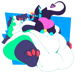 3_toes anthro areola beak belly big_areola big_belly big_breasts big_butt big_ears big_nipples black_sclera blush blush_lines breasts bubble_butt burping butt colored_nails duo eyeshadow feathers feet female green_body green_feathers hair hair_over_eye half-closed_eyes hooves horn huge_areola huge_belly huge_breasts huge_nipples hyper hyper_areola hyper_belly hyper_breasts hyper_nipples lying lying_on_another makeup male male/female morbidly_obese morbidly_obese_anthro morbidly_obese_female nails narrowed_eyes navel nipples nude_anthro nude_male obese obese_anthro obese_female on_front open_mouth overweight overweight_anthro overweight_female pubes red_eyeshadow red_nails sitting size_difference soles spade_tail tail talons toes weight_difference yellow_sclera boot_(artist) boot_(character) carrie_(qweave) avian bat bovid caprine equid equine goat horse mammal pony 2025 hi_res