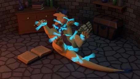 anal anal_fingering anal_penetration animal_genitalia animal_penis aroused aroused_male balls blue_body blue_fur blue_hair book bouncing_balls claws curved_horn disembodied_hand dungeon duo ears_down erection eyes_closed feral feral_penetrated fingering flared_penis foot_rub fur furgonomics furniture furry-specific_piercing genital_piercing genitals ghost_hand hair horn horn_jewelry jewelry looking_pleasured lying male male_penetrated mane multiple_hands narrowed_eyes pawpads penetration penis petting petting_body petting_muzzle petting_tail piercing pivoted_ears plant potion_bottle ring_piercing rubbing sheath sheath_piercing shelf smile solo spread_legs spreading tail teeth treasure_chest weighing_balls yellow_body yellow_fur carbon-draws european_mythology mythology carbon_(carbon-draws) dragon furred_dragon furred_scalie mythological_creature mythological_scalie scalie western_dragon wingless_dragon 16:9 3d_(artwork) 3d_animation animated blender_(artwork) digital_media_(artwork) short_playtime widescreen