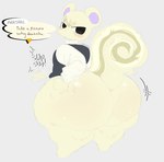 5_fingers anthro big_butt butt butt_slap clothing dialogue fingers fur head_tuft huge_butt hyper hyper_butt looking_back male rear_view simple_background slap slapping_own_butt slapping_self solo speech_bubble standing sweater tail text thick_thighs topwear tuft white_background white_body white_fur zombvie00 animal_crossing nintendo marshal_(animal_crossing) mammal rodent sciurid tree_squirrel 2024 english_description english_text hi_res