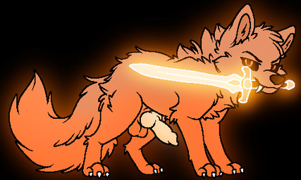 animal_genitalia animal_penis balls canine_genitalia canine_penis erection feral genitals knot knotted_penis male melee_weapon object_in_mouth penis sword sword_in_mouth weapon weapon_in_mouth xenoyia elden_ring fromsoftware red_wolf_of_radagon canid canine canis mammal wolf 5:3 digital_media_(artwork) low_res oekaki pawprint.ing_(artwork)