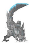 ambiguous_gender feral machine mecha simple_background solo standing tail white_background xezeno capcom monster_hunter brute_wyvern glavenus 2022 digital_media_(artwork) hi_res