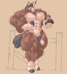 5_fingers abs anthro anthrofied biceps big_biceps big_muscles big_penis biped black_hair black_penis blush brown_body brown_fur exclamation_point fingers flaccid front_view frown fur genitals grey_hooves hair hooves huge_muscles huge_penis humanoid_hands hyper hyper_genitalia hyper_muscles hyper_penis macro male multicolored_body multicolored_fur multicolored_penis muscular muscular_anthro muscular_male no_pupils nude obliques pecs penis pink_penis pokemorph pose quads serratus snout solo standing thick_neck toony triceps two_tone_body two_tone_fur two_tone_penis signirsol nintendo pokemon asinus donkey equid equine generation_7_pokemon mammal mudbray pokemon_(species) 2016