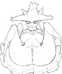 anus big_breasts bodily_fluids breasts female genitals nipples pokemorph pussy simple_background solo sweat white_background san_ruishin nintendo pokemon generation_4_pokemon humanoid mismagius pokemon_(species) greyscale hi_res monochrome