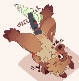 ambiguous/ambiguous ambiguous_gender anthro blush bound brown_body brown_fur disembodied_hand duo featureless_crotch fur ghost_hand heart_symbol hooves null null_stimulation onomatopoeia sex sex_toy simple_background solo_focus sound_effects text toying_partner vibrator wand_vibrator ruedeath rowan_(ruedeath) bovid caprine goat mammal digital_media_(artwork) hi_res nonbinary_(lore)