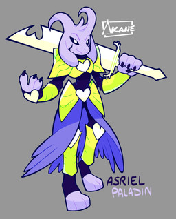 anthro armor blue_body blue_fur fur green_armor grey_background male melee_weapon paladin simple_background solo sword weapon white_eyes wings akanemnon undertale undertale_(series) asriel_dreemurr boss_monster_(undertale) bovid caprine goat mammal 2023 hi_res