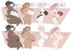 anthro big_breasts big_butt blonde_hair bra breast_size_difference breasts brown_body brown_fur brown_hair brown_nipples brown_skin butt clothing crossgender curled_horn female fur group hair hair_over_eyes highlights_(coloring) horn huge_breasts huge_butt nipples nude pale_skin panties pink_hair pink_nipples pixie_cut ponytail simple_background tan_body tan_nipples tan_skin thong undersized_clothing underwear white_hair white_highlights wide_hips dullvivid amber_noir aral_ravencroft nel_(dullvivid) animal_humanoid bovid bovid_humanoid caprine caprine_humanoid demon goat_humanoid human humanoid mammal mammal_humanoid 2024 hi_res