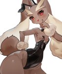 anthro big_butt blush bow_(feature) bow_in_front bow_tie breasts brown_body brown_fur bunny_costume butt clothed clothing costume fake_ears fake_rabbit_ears female fur heart_eyes heart_symbol huge_butt huge_thighs ironic_fake_ears nipple_tape open_mouth pasties red_eyes simple_background small_breasts smile solo standing tail tape thick_thighs wide_hips utterangle nintendo pokemon generation_4_pokemon lagomorph lopunny mammal pokemon_(species)