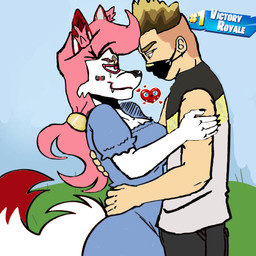 anthro duo female female/female human_on_anthro interspecies male k8ryoshka epic_games fortnite drift_(fortnite) kimiko_five-tails canid canine fox human humanoid mammal 1:1