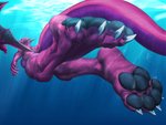 4_toes anthro breasts claws feet female foot_focus nude pawpads pink_body pink_scales scales solo swimming tail toe_claws toes underwater water wings allandox mythology eve_softpaw dragon mythological_creature mythological_scalie scalie 4:3 absurd_res hi_res