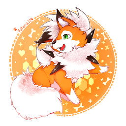 bone chibi feral fur green_eyes heart_symbol inner_ear_fluff open_mouth orange_body orange_fur pawpads quadruped sharp_teeth solo spikes star teeth tongue tuft white_body white_fur white_inner_ear fuuookami nintendo pokemon dusk_lycanroc generation_7_pokemon lycanroc pokemon_(species) 1:1 2017 absurd_res hi_res