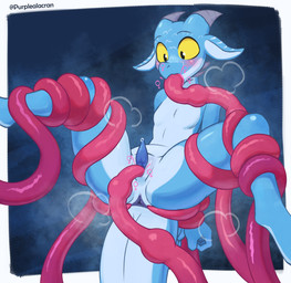 2_horns animal_genitalia anthro anus black_eyebrows black_eyes blue_anus blue_body blue_ears blue_penis blue_scales blue_tail blush blush_lines bodily_fluids border breasts breath double_penetration erection eyebrows featureless_breasts female_symbol fingers gender_symbol gender_transformation genital_fluids genital_slit genitals grey_horn gynomorph gynomorph_anthro hands_behind_back horn humanoid_hands intersex intersex_anthro looking_down mtf_transformation multicolored_body multicolored_scales nude_anthro nude_gynomorph open_mouth oral oral_penetration penetration penis pink_tentacles precum restrained restrained_by_tentacles scales slit_penetration slit_penis slit_play small_breasts snout solo spread_anus spread_legs spreading suspension symbol tail tapering_penis tentacle_around_arm tentacle_around_leg tentacle_in_mouth tentacle_in_slit tentacle_penetration tentacle_suspension tentacles text thick_tail transformation transformation_through_sex two_tone_body two_tone_scales two_tone_tail white_body white_border white_inner_ear white_scales white_tail wide_eyed yellow_sclera purplealacran sky_(skybold) kobold scalie 2025 absurd_res artist_name hi_res