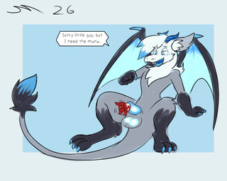 anthro blue_eyes cock_vore dragon_wings fur genitals grey_body grey_fur horn long_tail male micro micro_prey penile penis semi-anthro tail text vore white_body white_fur dirtymac mythology amino_(caloh) dragon mythological_creature mythological_scalie scalie 5:4 absurd_res english_text hi_res