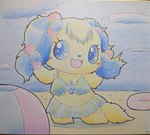 anthro ball bangs beach beach_ball bikini clothing female floppy_ears fluffy fluffy_ears fluffy_tail fur g_clef inflatable long_ears looking_at_viewer lop_ears sand seaside semi-anthro solo swimwear tail two-piece_swimsuit two_piece yellow_body yellow_fur dekoco_(artist) jewelpet sanrio sega sega_fave sapphie_(jewelpet) bird_dog canid canine canis cavalier_king_charles_spaniel domestic_dog hunting_dog mammal spaniel toy_dog absurd_res colored_pencil_(artwork) hi_res traditional_media_(artwork)