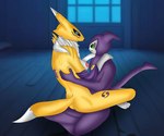 anthony_kate anthro big_breasts breasts duo female male male/female sex tail wrapped_lotus wrapped_missionary_position bandai_namco digimon canid canine digimon_(species) fox humanoid imp impmon mammal renamon