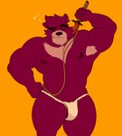 anthro armpit_hair body_hair bubble drunk drunk_bubble eyebrows eyes_closed katana male melee_weapon muscular muscular_male nipples raised_eyebrow solo substance_intoxication sword weapon munsshy the_boy_and_the_beast kumatetsu bear mammal hi_res