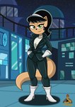 anthro boots clothing female footwear gloves handwear pose relaxing sexy_eyes shoes solo standing suit a-fitzga nickelodeon t.u.f.f._puppy kitty_katswell domestic_cat felid feline felis mammal hi_res pinup