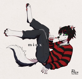 4_toes 5_fingers anthro biped black_body black_bottomwear black_clothing black_fur black_jewelry black_necklace black_pants black_sweater black_topwear bottomwear chain_jewelry claws clothing denim denim_bottomwear denim_clothing digitigrade feet finger_claws fingers fluffy fluffy_tail fur gesture green_eyes hair hand_gesture heart_necklace highlights_(coloring) jeans jewelry legs_up looking_at_viewer lying male markings mouth_closed multicolored_clothing multicolored_sweater multicolored_topwear name_tag necklace on_back pants pants_chain pattern_clothing pattern_sweater pattern_topwear pawpads paws piercing red_clothing red_highlights red_sweater red_topwear relaxed_expression relaxing shaka_sign simple_background small_ears smile solo striped_clothing striped_markings striped_sweater striped_tail striped_topwear stripes sweater tail tail_markings text toes topwear white_body white_fur fluffyminx minx_(fluffyminx) badger mammal meles mustelid musteline hi_res shaded