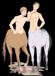 abs biceps black_hair brown_body brown_fur brown_hair duo freckles fur grey_body grey_fur hair hooves male muscular nipples nude mavolcium attack_on_titan european_mythology greek_mythology mythology jean_kirstein marco_bott centaur equid equid_taur humanoid_taur mammal mammal_taur taur absurd_res alpha_channel hi_res