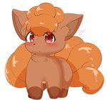 ambiguous_gender blush fur multi_tail orange_body orange_fur red_eyes simple_background solo tail white_background puniwanko nintendo pokemon generation_1_pokemon pokemon_(species) vulpix hi_res