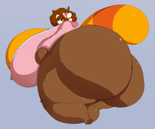 anthro big_breasts big_butt big_tail breasts butt female grey_background huge_breasts huge_butt huge_tail hyper hyper_breasts hyper_butt hyper_tail markings orange_body pink_bow simple_background solo striped_markings striped_tail stripes tail tail_markings toonyjuice manicorange_(character) ailurid mammal red_panda 2026 absurd_res hi_res tagme