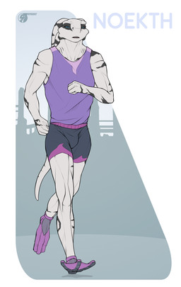 anthro athletic athletic_anthro athletic_male clothing exercise exercise_clothing footwear male running solo striped_body stripes petresko seyloid hi_res