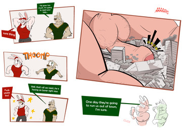 anthro balls big_balls big_penis body_hair bottomwear building city city_destruction city_scape cityscape clothed clothed_anthro clothed_male clothing destruction dialogue drunk elbow_hair erection fully_clothed fully_clothed_anthro fully_clothed_male fur genitals green_clothing green_shirt green_topwear grey_body grey_bottomwear grey_clothing grey_fur grey_pants group hair_elbows hairy_armpits hairy_balls hat headgear headwear hungover larger_anthro larger_male lgbt_pride macro male nude nude_anthro nude_male pants penis pink_nose profanity property_damage red_clothing red_hat red_headwear red_shirt red_topwear shirt size_difference sleeping smaller_male substance_intoxication text text_box topwear trio white_body white_fur dudenahuel lgbt_pride_month richard_(dudenahuel) roy_(dudenahuel) samuel_(dudenahuel) canid canine domestic_pig lagomorph leporid mammal maned_wolf rabbit suid suine sus_(pig) yorkshire_pig 2024 absurd_res comic english_text hi_res