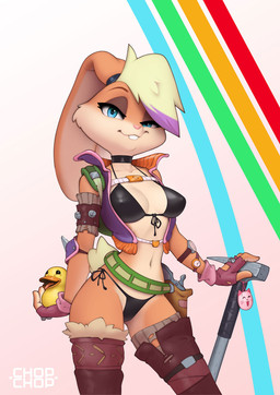 anthro bikini clothing cosplay female hair solo swimwear two-piece_swimsuit chopchop looney_tunes warner_brothers lola_bunny anatid anseriform avian bird duck digital_drawing_(artwork) digital_media_(artwork) hi_res