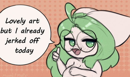 anthro big_breasts breasts dialogue eyewear eyewear_only female freckled_breasts freckled_face freckles gesture glasses glasses_only hand_gesture nude solo text thumbs_up wearing_glasses moonlitmoff charlotte_(moonlitesau) arthropod insect lepidopteran moth english_text