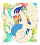 2018 3_toes 5_fingers ambiguous_gender biped blue_body dessert extyrannomon_(artist) featureless_crotch feet feral fingers food generation_2_pokemon hi_res ice_cream legendary_pokemon long_tail looking_at_viewer lugia nintendo pokemon pokemon_(species) red_eyes simple_background solo spread_legs spreading tail tapering_tail thick_tail three-quarter_view toes white_body wide_crotch