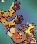 anthro antlers black_nose black_pawpads blush bodily_fluids brown_body brown_eyebrows brown_fur brown_hair chin_tuft claws disembodied_foot duo eyebrows facial_tuft feet foot_fetish foot_focus foot_lick foot_play fur fur_markings glistening glistening_eyes glistening_pawpads gold_(metal) gradient_background green_background hair happy hindpaw horn leopard_spots licking looking_pleasured male male/male markings multicolored_body multicolored_fur multicolored_head pawpads paws pink_ears pivoted_ears purple_background rainbow_sparkles raised_foot saliva saliva_on_foot saliva_on_tongue saliva_string side_view simple_background smile sparkles sparkling_eyes spots tan_body tan_fur teeth text tongue tongue_out tuft yellow_body yellow_eyes yellow_fur togej atlas_the_deer deer felid leopard mammal pantherine hi_res