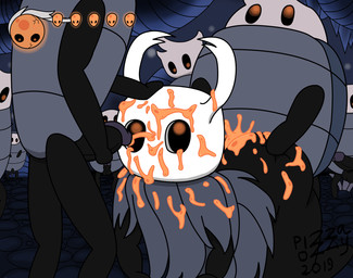 ambiguous_gender big_butt bodily_fluids butt corruption cum cum_inside cum_on_butt cum_on_face cumshot ejaculation featureless_hands gameplay_mechanics genital_fluids genitals group group_sex gui health_bar hollow_eyes humanoid_genitalia humanoid_penis infection male male/ambiguous mind_break mouthless orgasm penetration penis sex threesome trio pizzaozzy hollow_knight_(franchise) team_cherry the_infection_(hollow_knight) the_knight_(hollow_knight) arthropod infected_(species) insect vessel_(species) 2019 hi_res